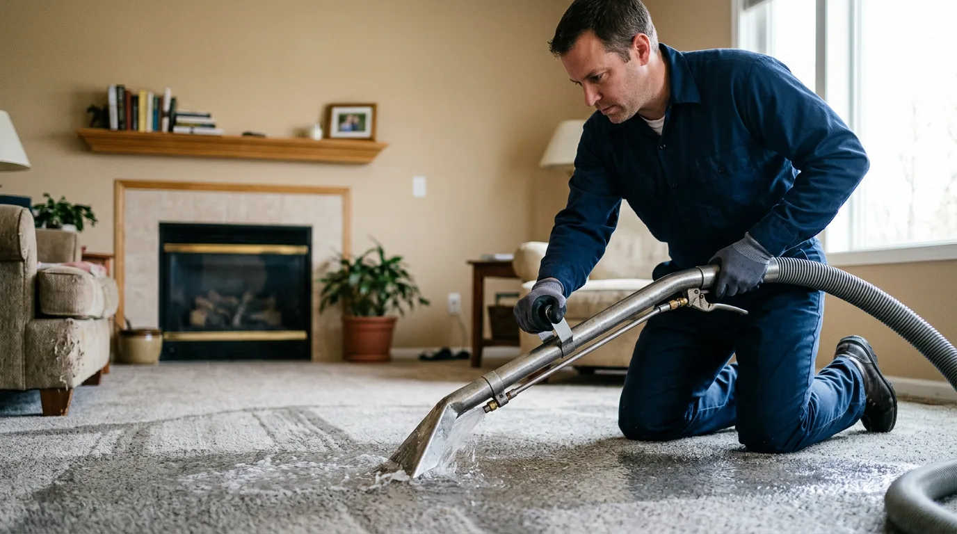 Water damage restoration technician working near Greenwood, WI